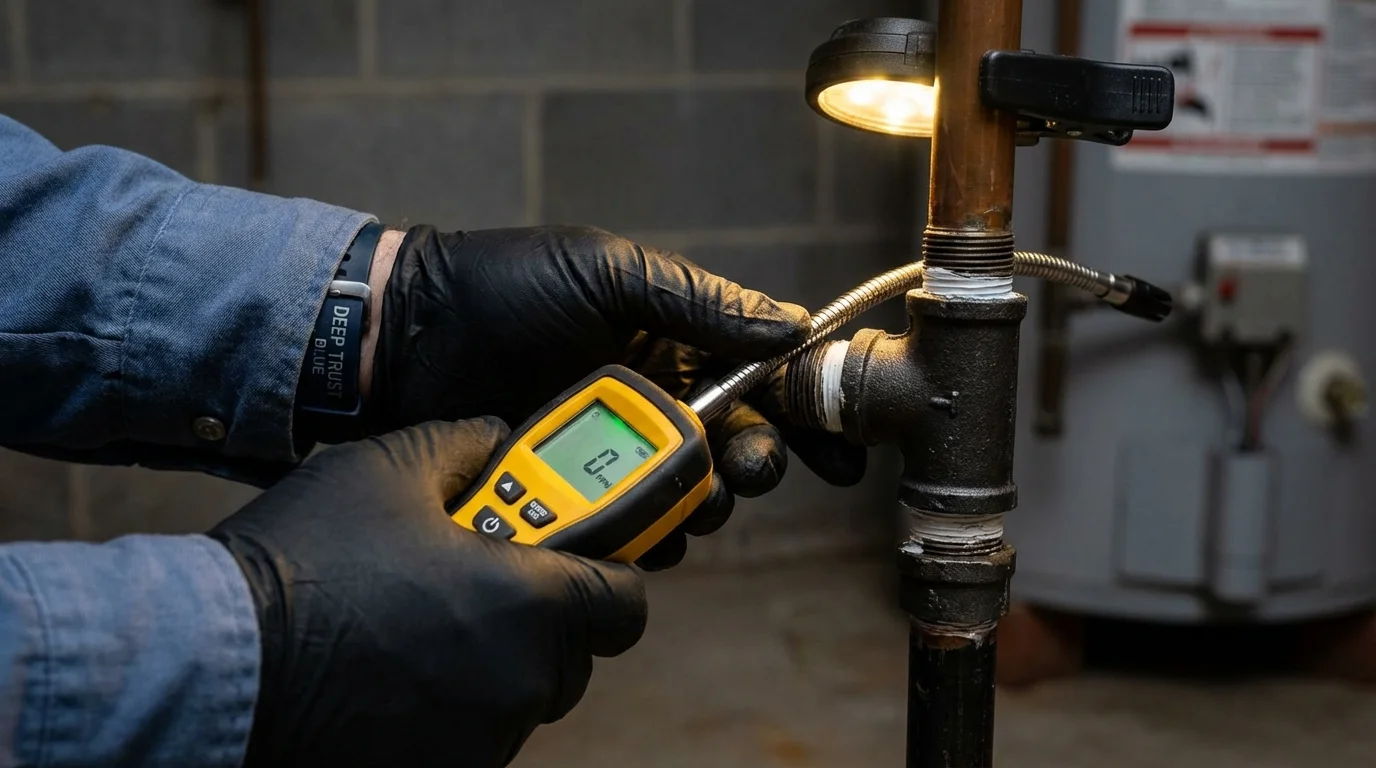 Gas leak detection with electronic sniffer by Johns Plumbing LLC in Vado